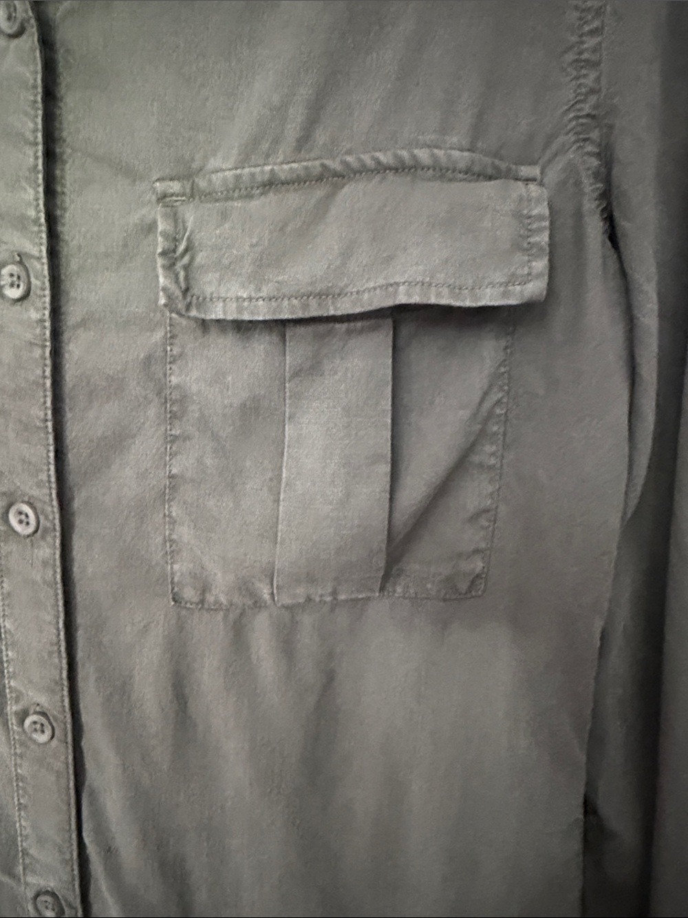 Cloth & Stone Olive Green Shirt Dress XS Button Front Utility Casual - Picture 7 of 13